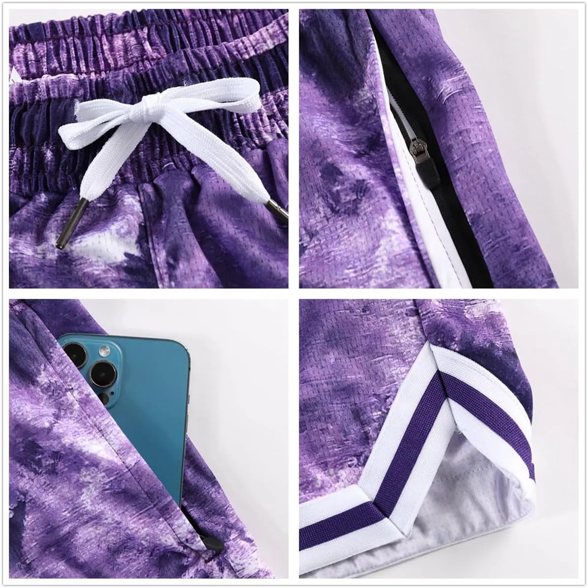 2/3 Pack Basketball Shorts with Zipper Pockets for Men,Active Athletic Shorts