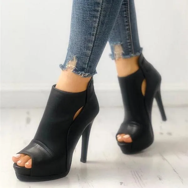 Amozae Fashion Peep Toe Cutout Thin Heels Sandals