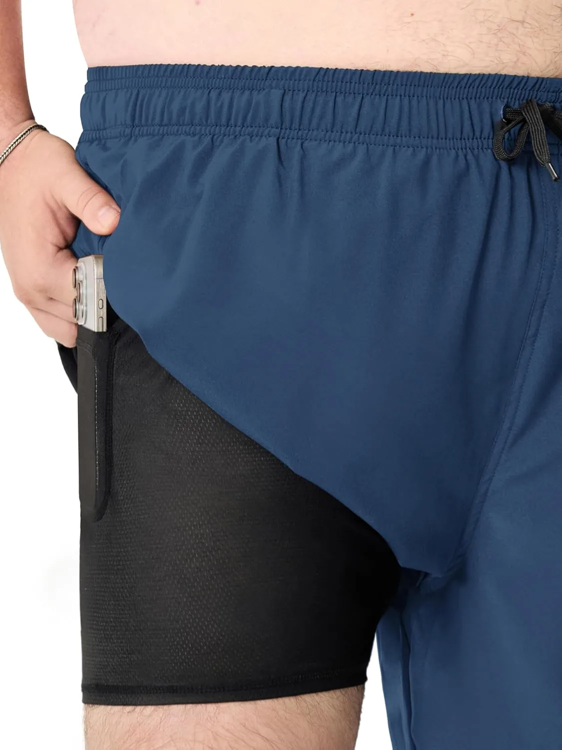 Arcweg Men's Big and Tall Swim Trunks Plus Size Swimsuit for Men with Compression Liner & Zipper Pocket
