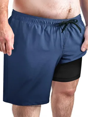 Arcweg Men's Big and Tall Swim Trunks Plus Size Swimsuit for Men with Compression Liner & Zipper Pocket