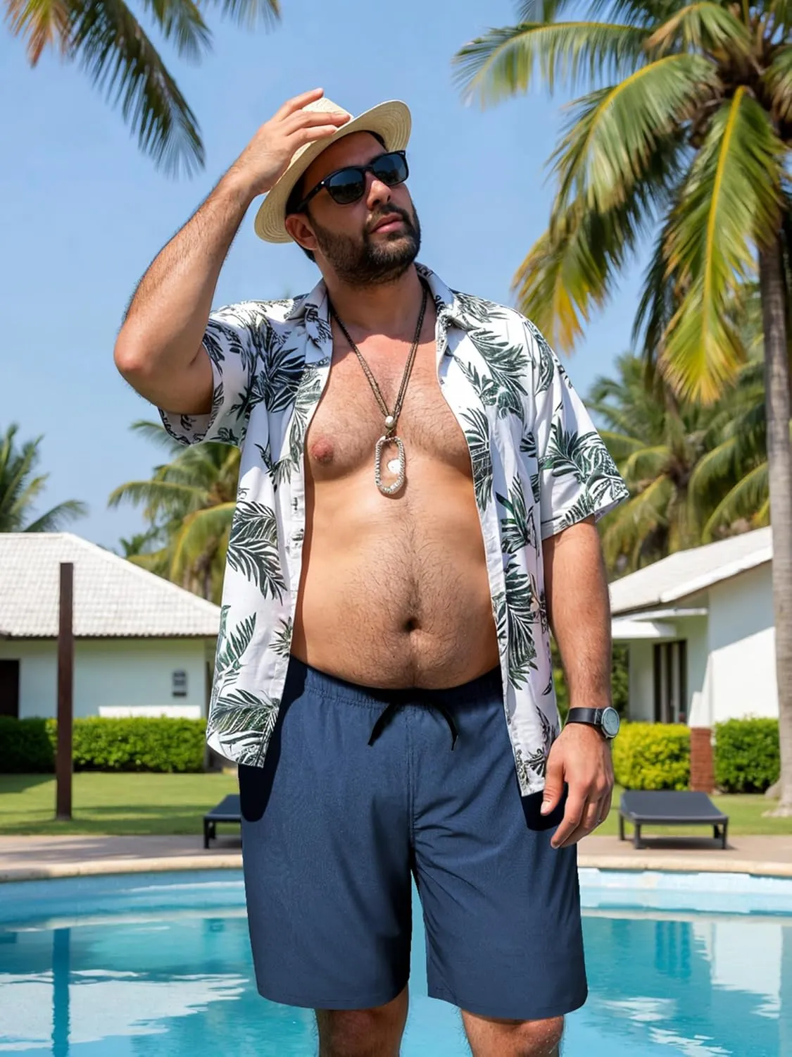Arcweg Men's Big and Tall Swim Trunks Plus Size Swimsuit for Men with Compression Liner & Zipper Pocket