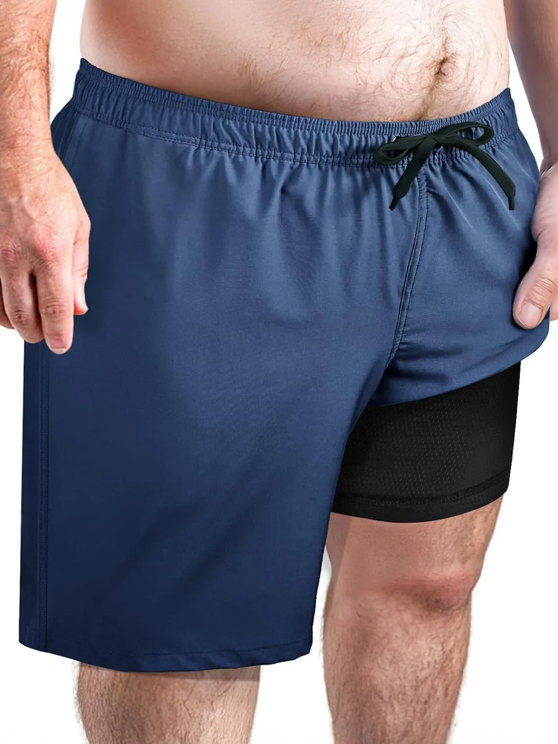 Arcweg Men's Big and Tall Swim Trunks Plus Size Swimsuit for Men with Compression Liner & Zipper Pocket