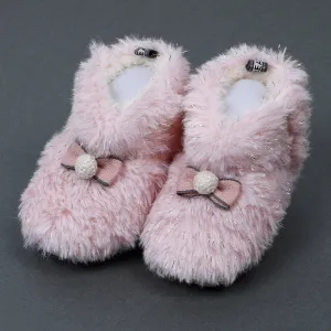 Baby Moo Papa's Angel Velcro Warm Furry Booties - Pink