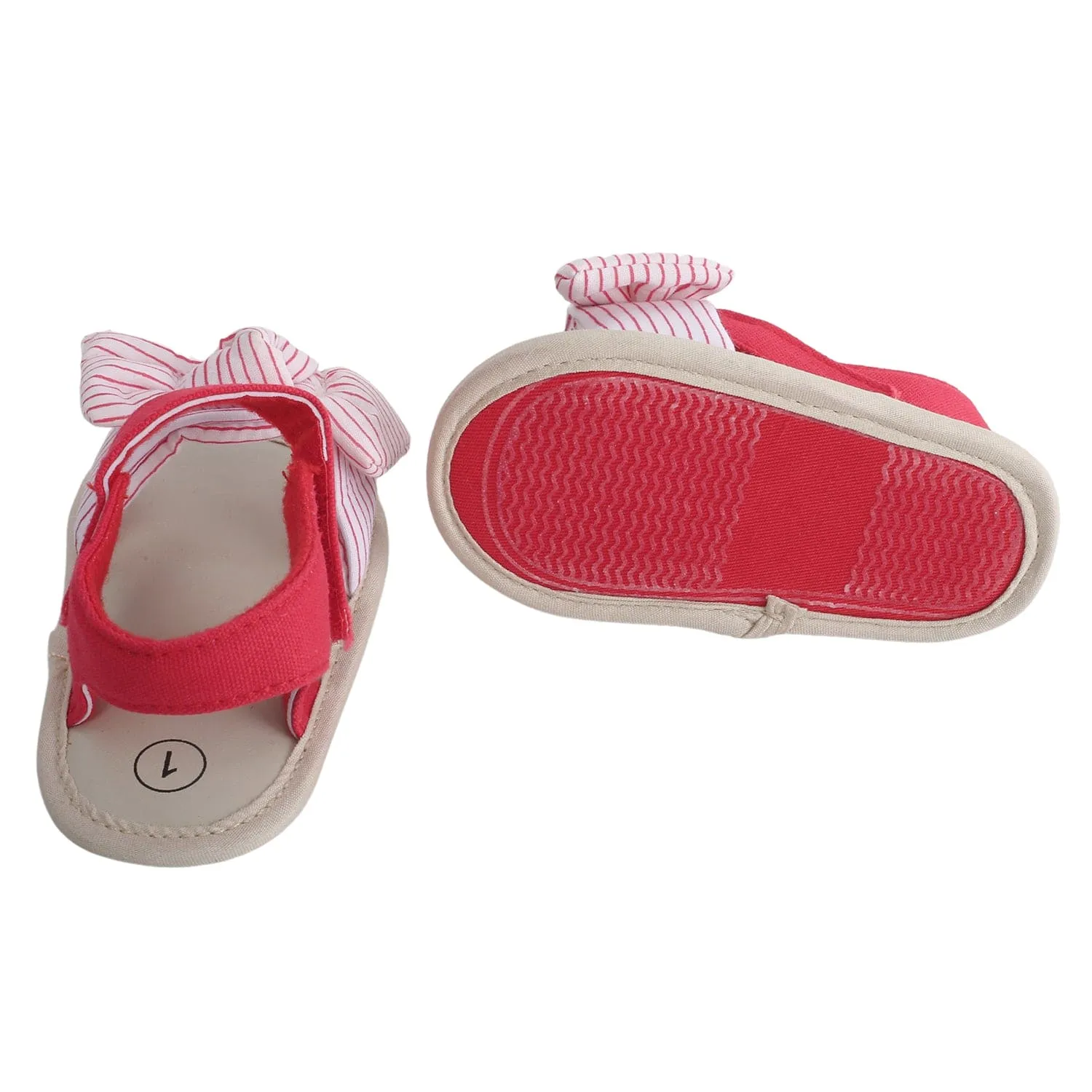 Baby Moo Striped Red Booties