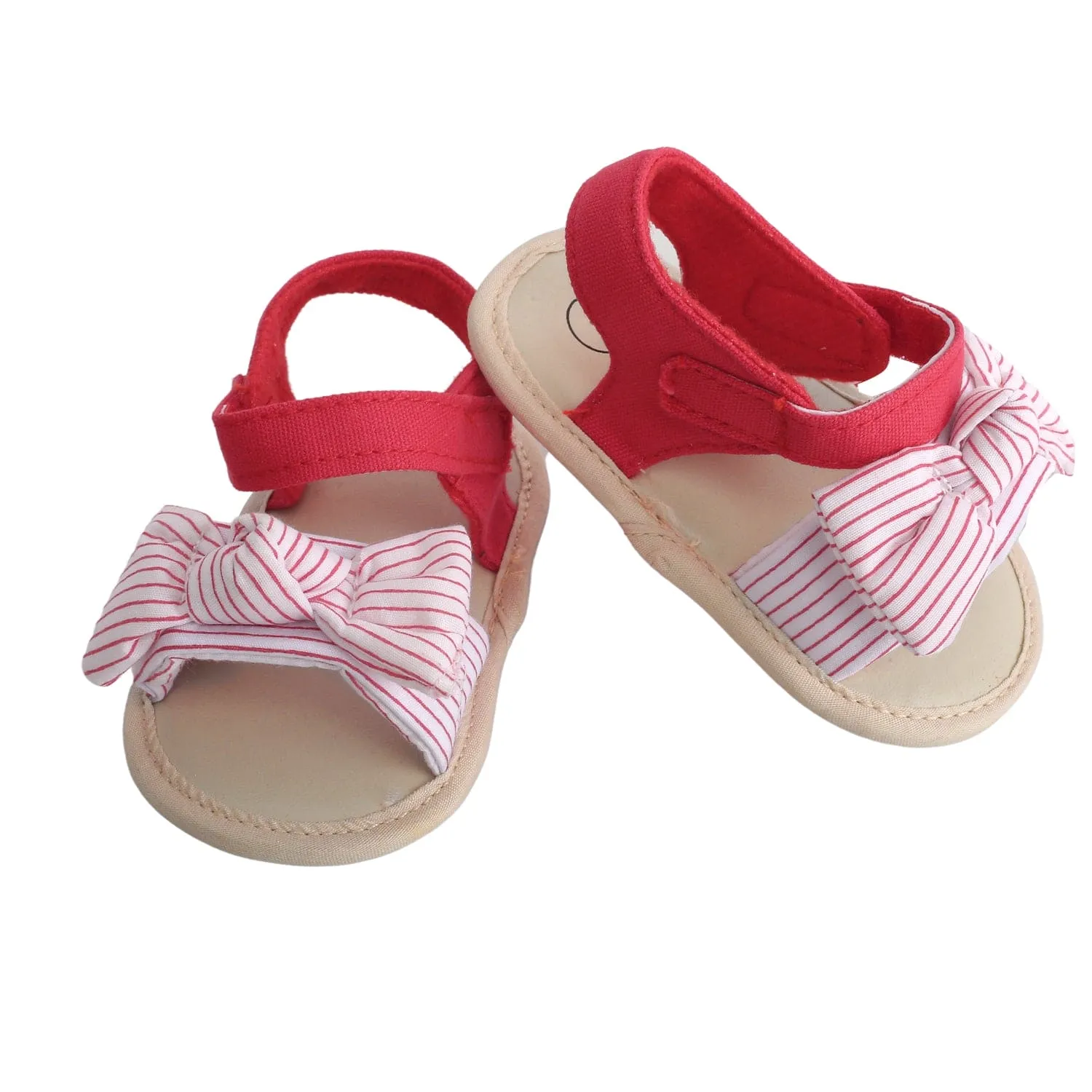 Baby Moo Striped Red Booties