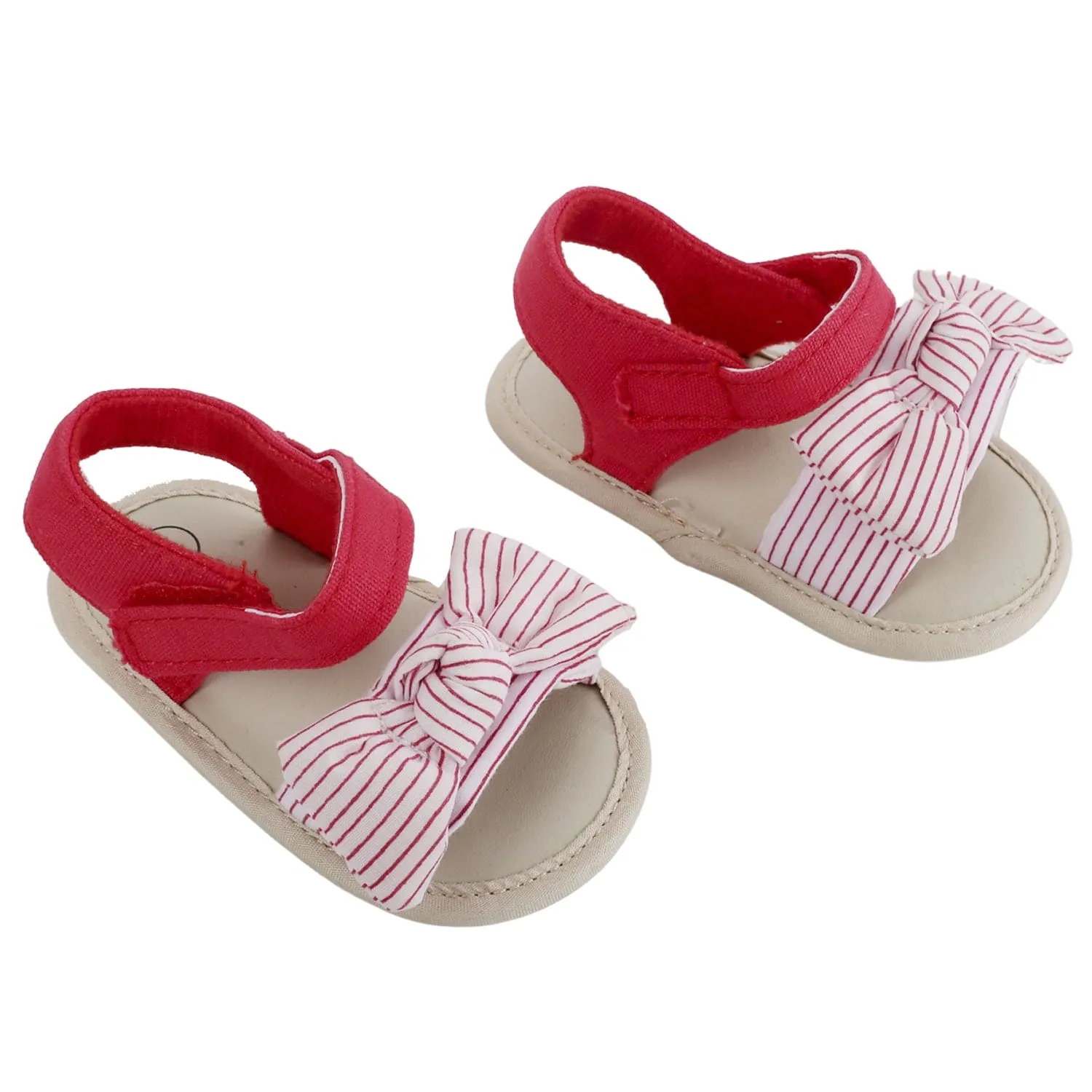 Baby Moo Striped Red Booties