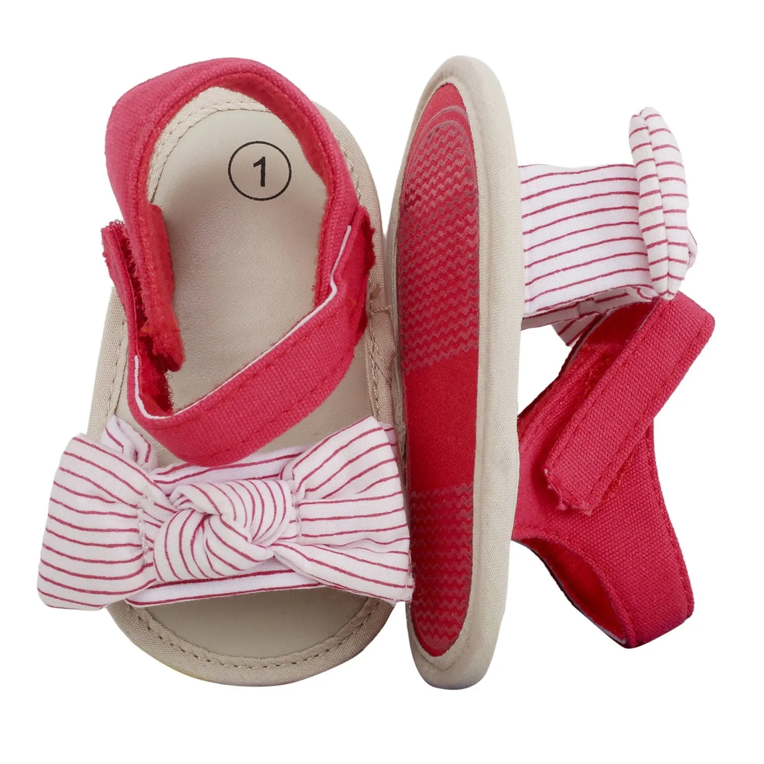Baby Moo Striped Red Booties