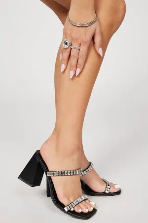 Beautiful Night Heeled Mules - Black