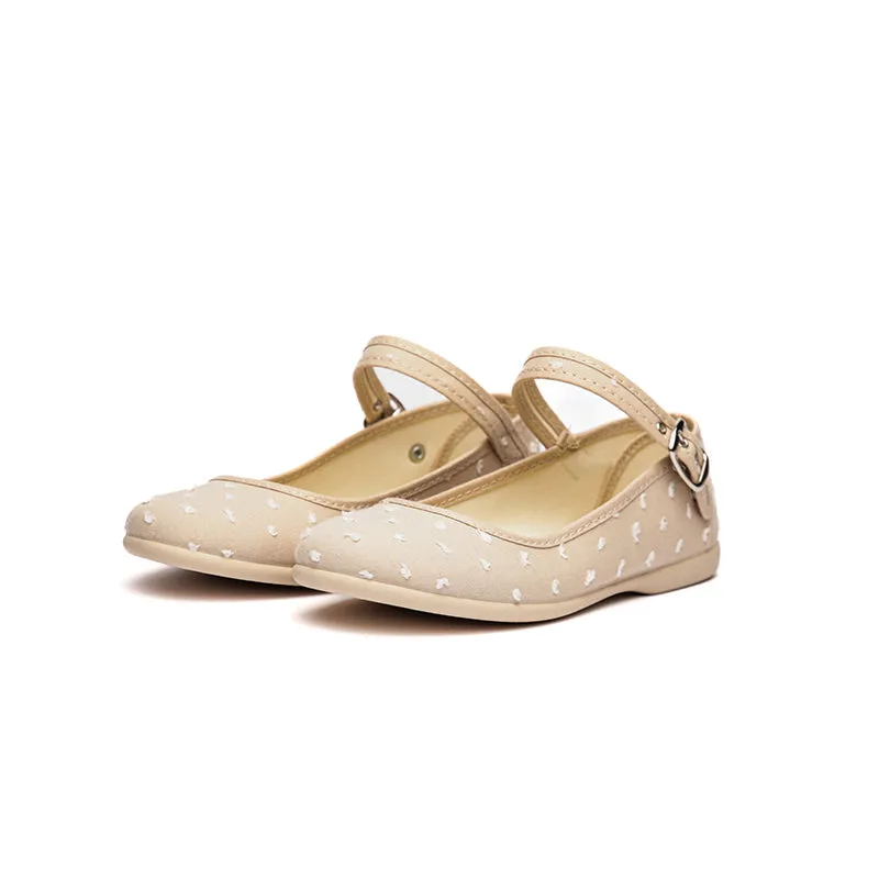 Classic Swiss-Dot Mary Janes In Camel