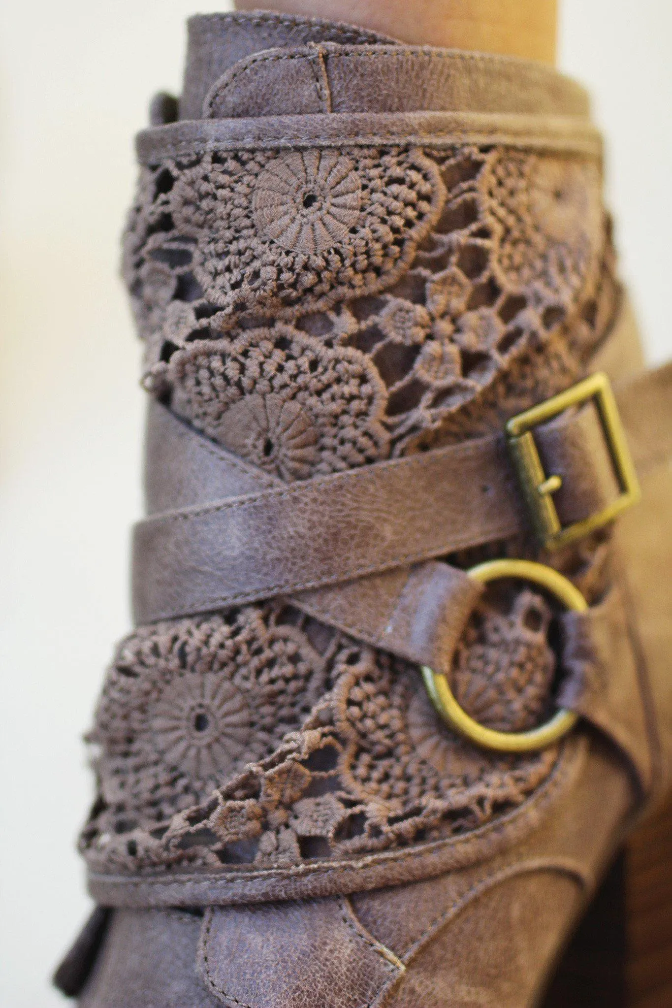 Crunch Time Taupe Booties