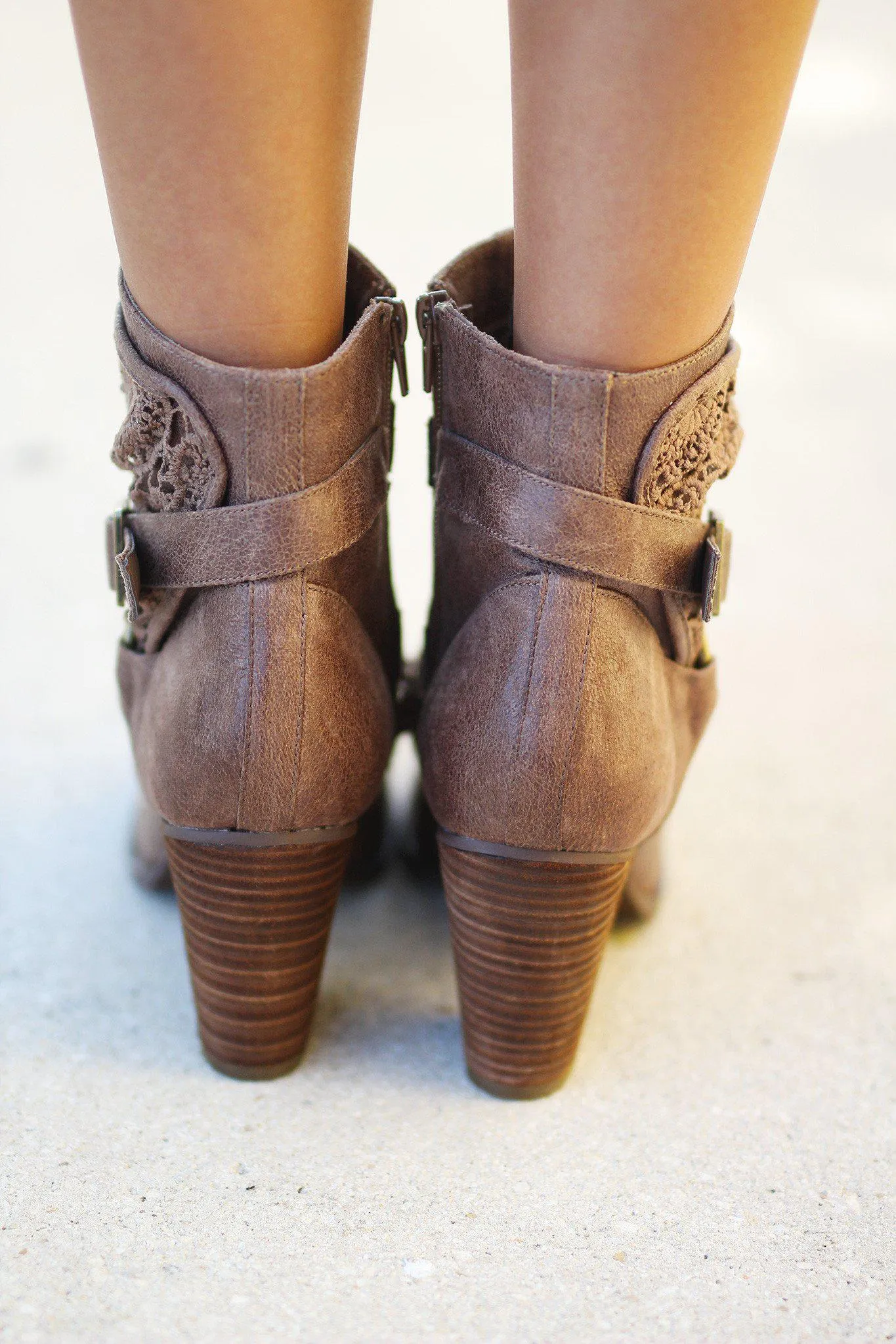 Crunch Time Taupe Booties