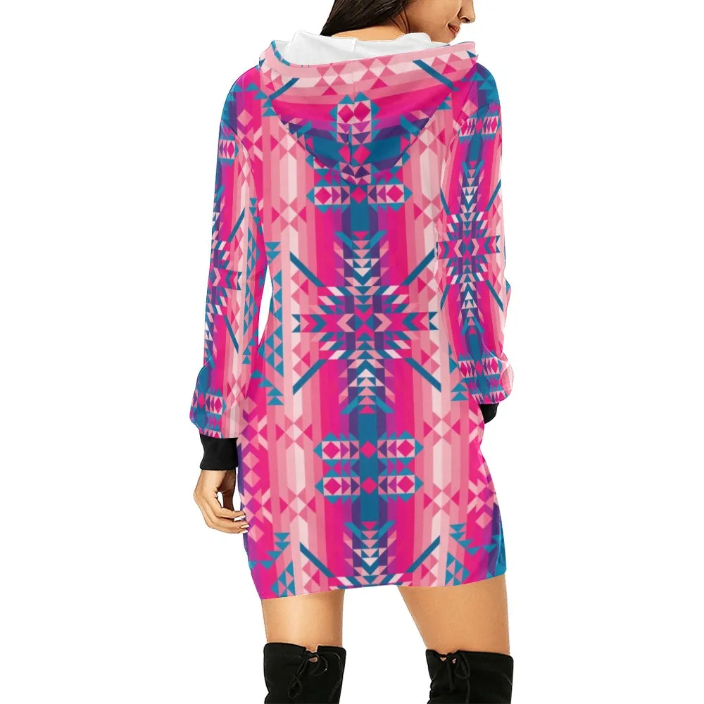 Desert Geo Blue Hoodie Dress