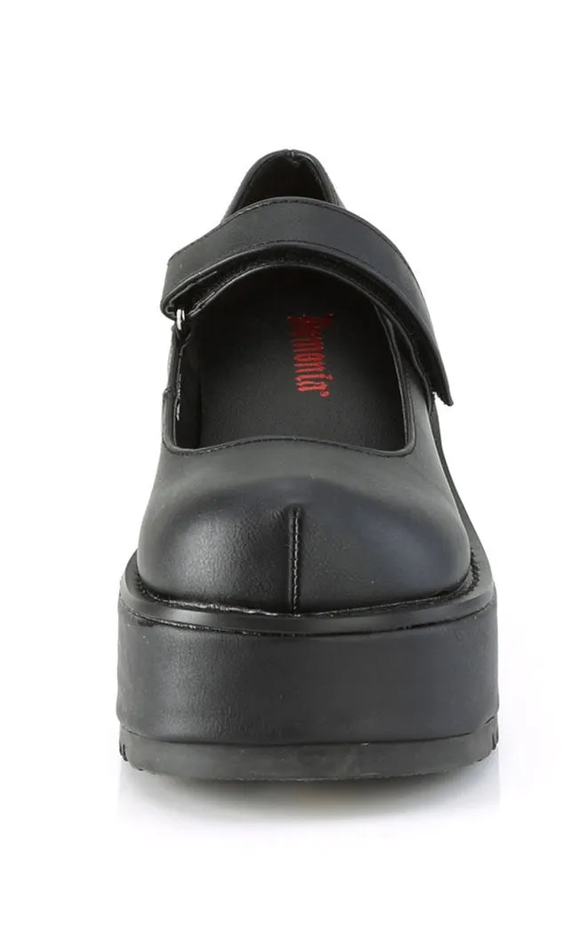 DOLLIE-01 Chunky Matte Black Mary Janes
