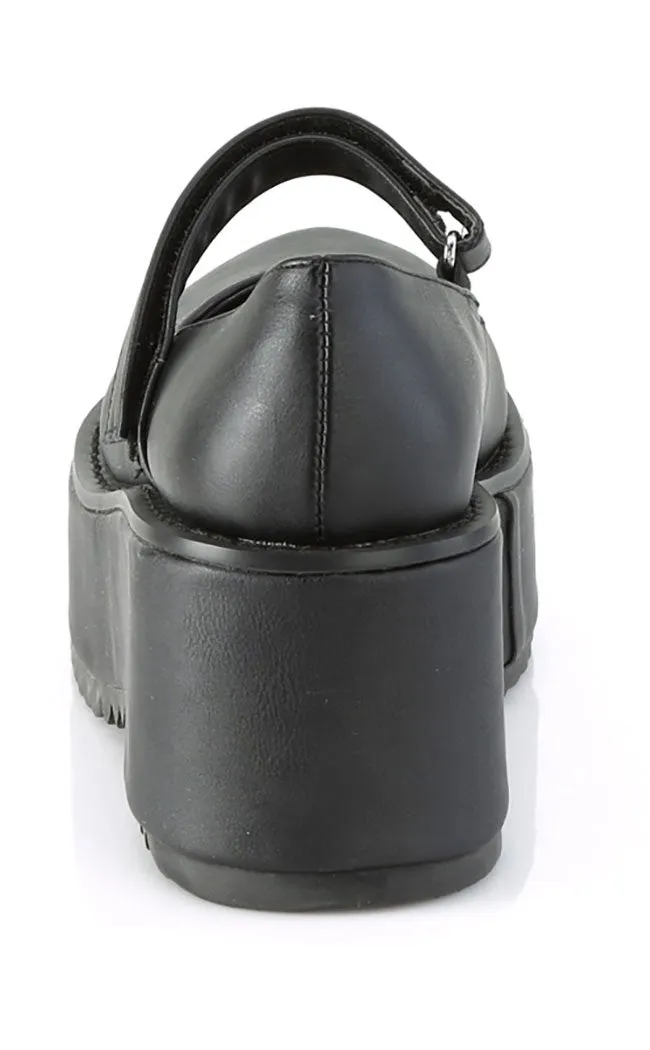 DOLLIE-01 Chunky Matte Black Mary Janes