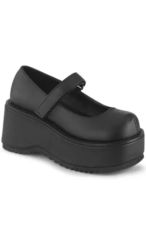 DOLLIE-01 Chunky Matte Black Mary Janes