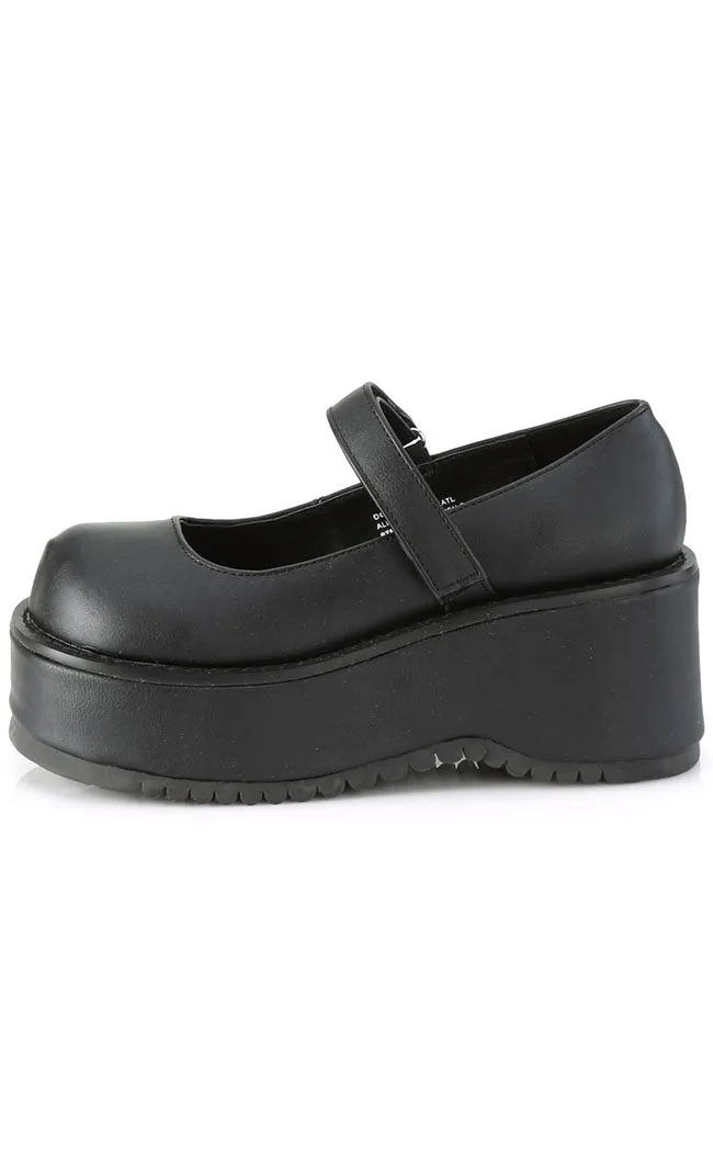 DOLLIE-01 Chunky Matte Black Mary Janes