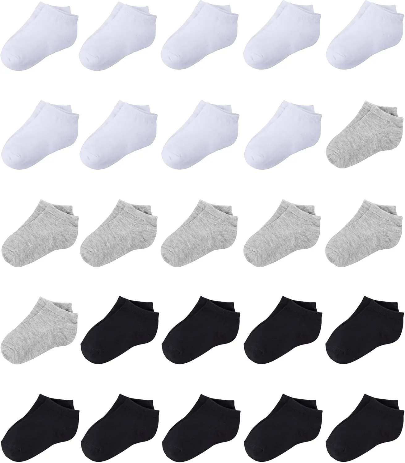 Duufin 25 Pairs Toddler Ankle Socks Kids Low Cut Half Cushion Low Rise Socks for Toddlers Boys and Girls