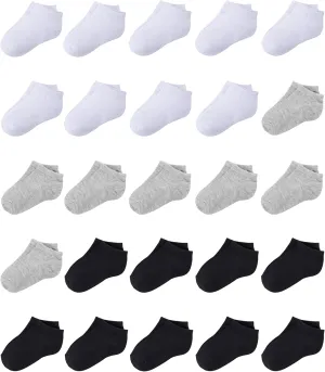 Duufin 25 Pairs Toddler Ankle Socks Kids Low Cut Half Cushion Low Rise Socks for Toddlers Boys and Girls