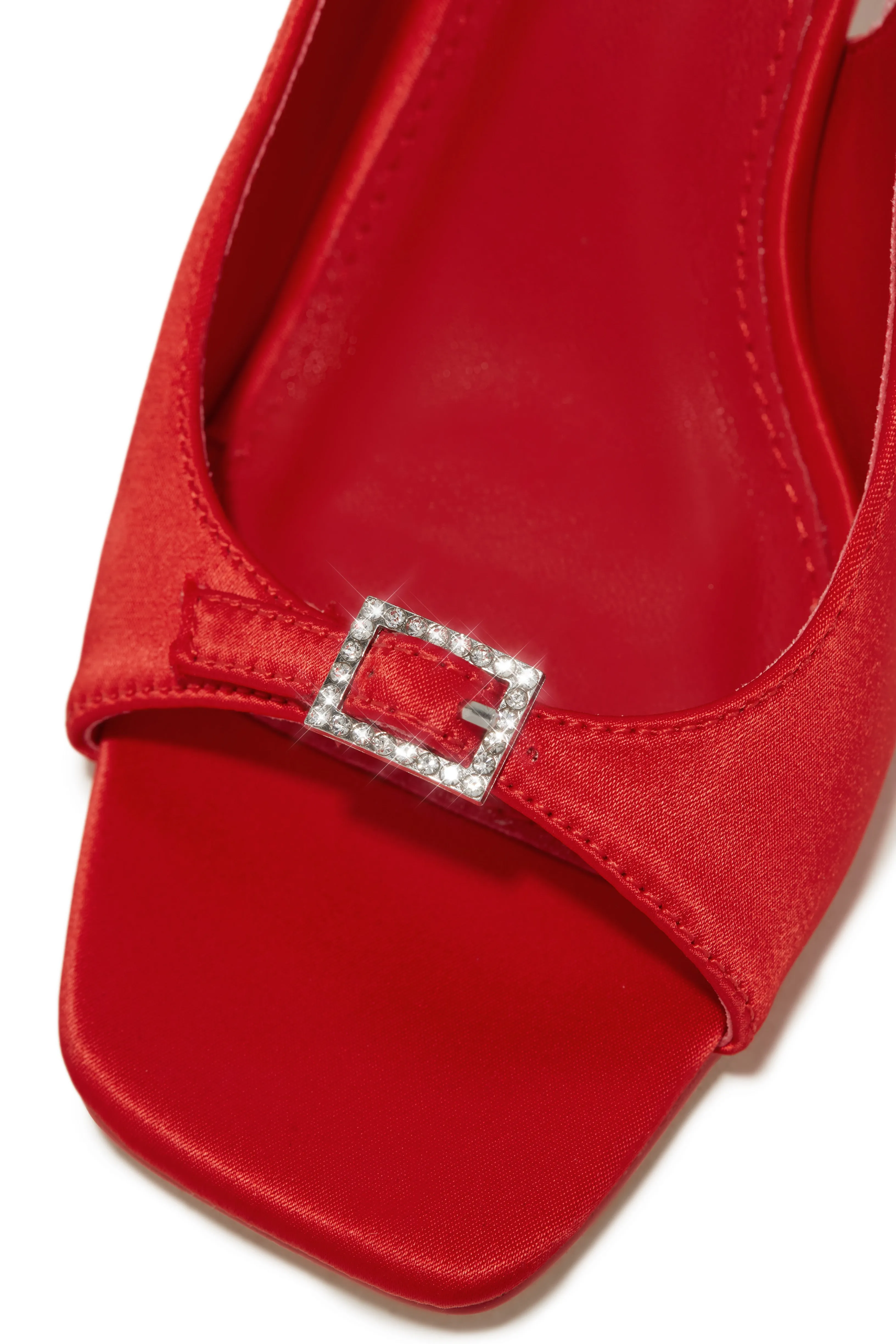 Ella Peep Toe Single Sole Heels - Red