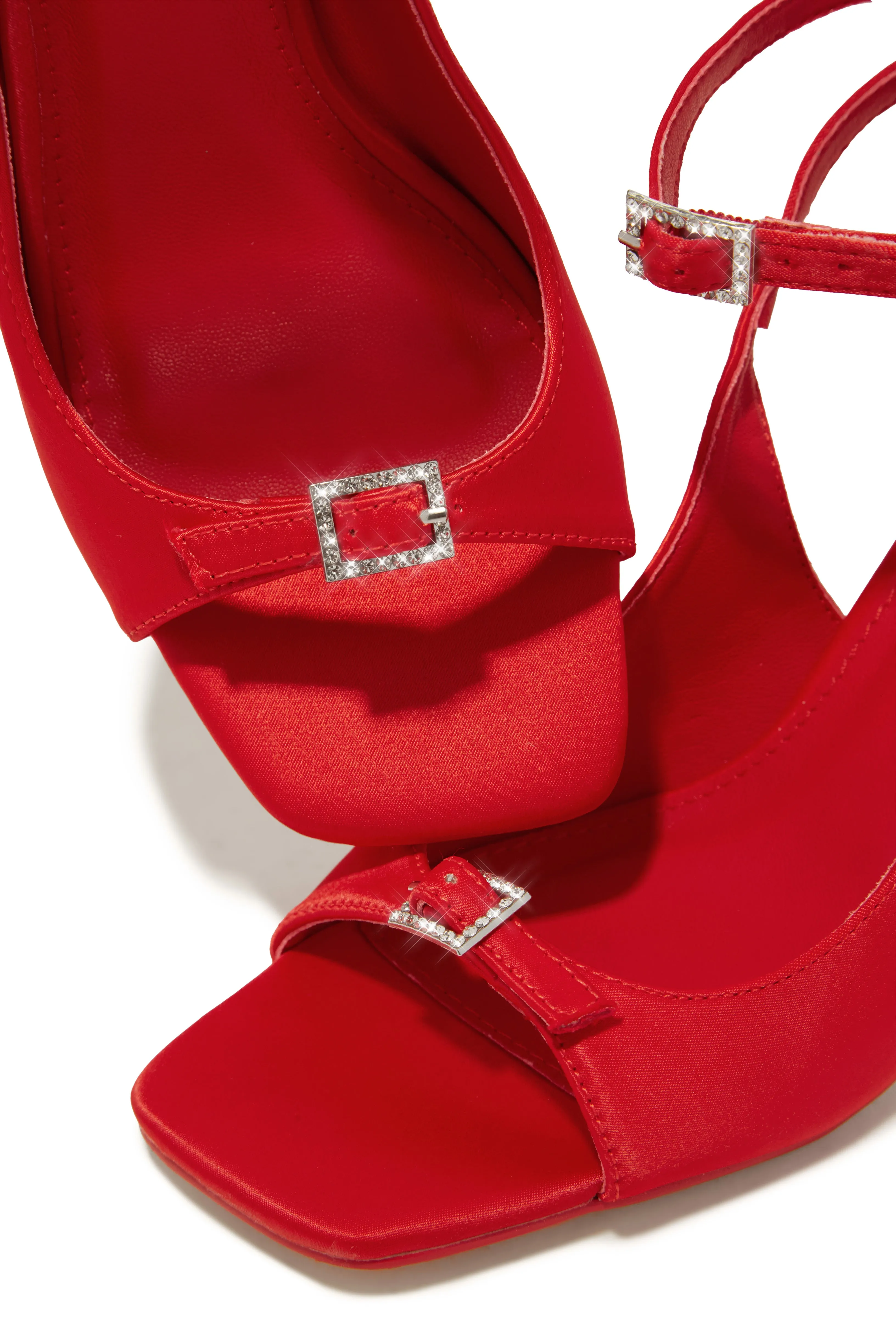 Ella Peep Toe Single Sole Heels - Red