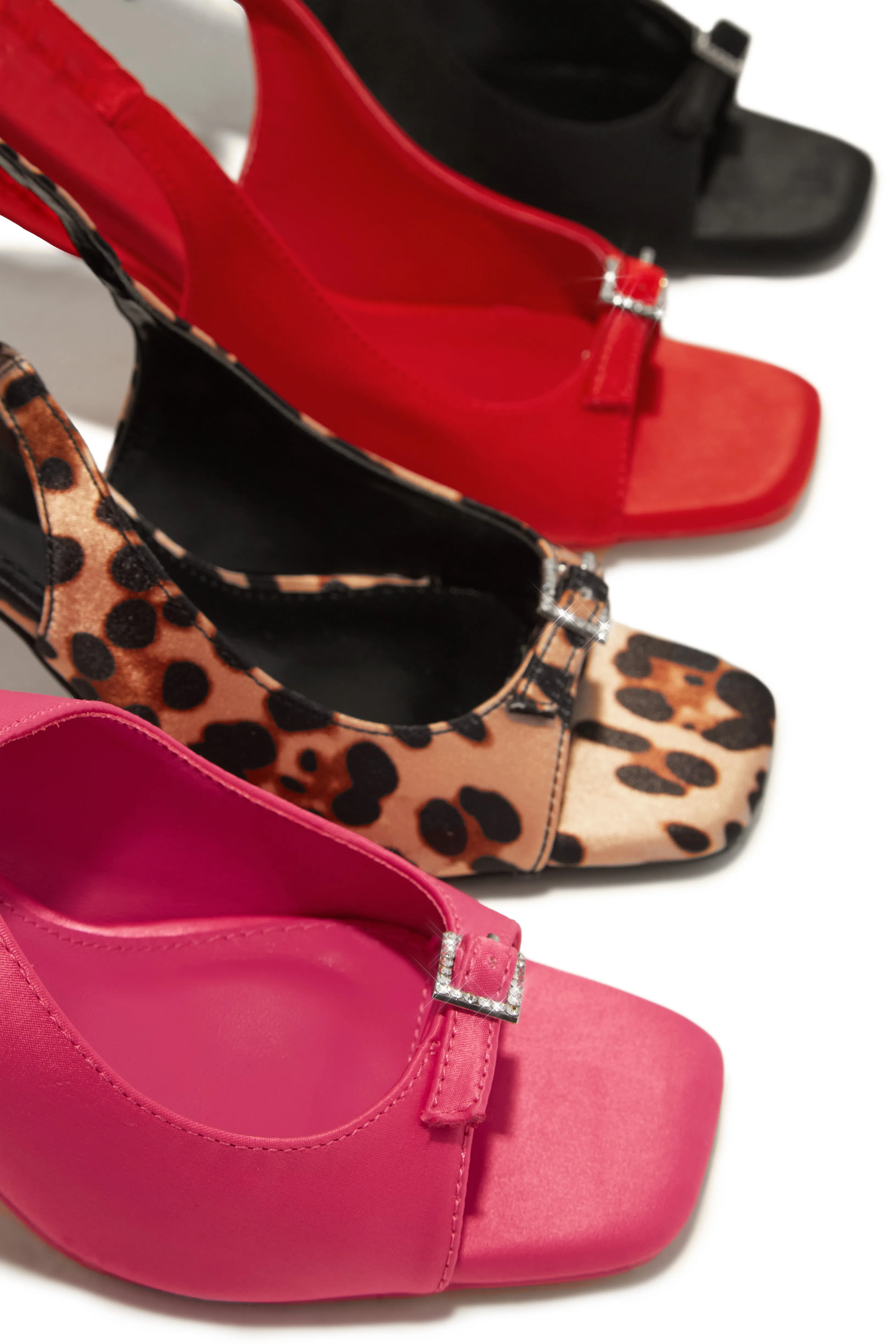 Ella Peep Toe Single Sole Heels - Red