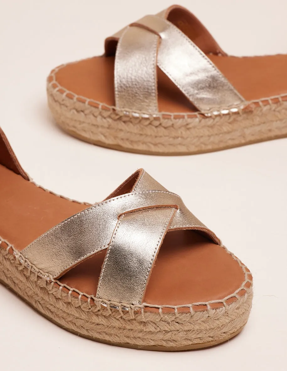 Espadrilles Catherine - Cuir grainé champagne