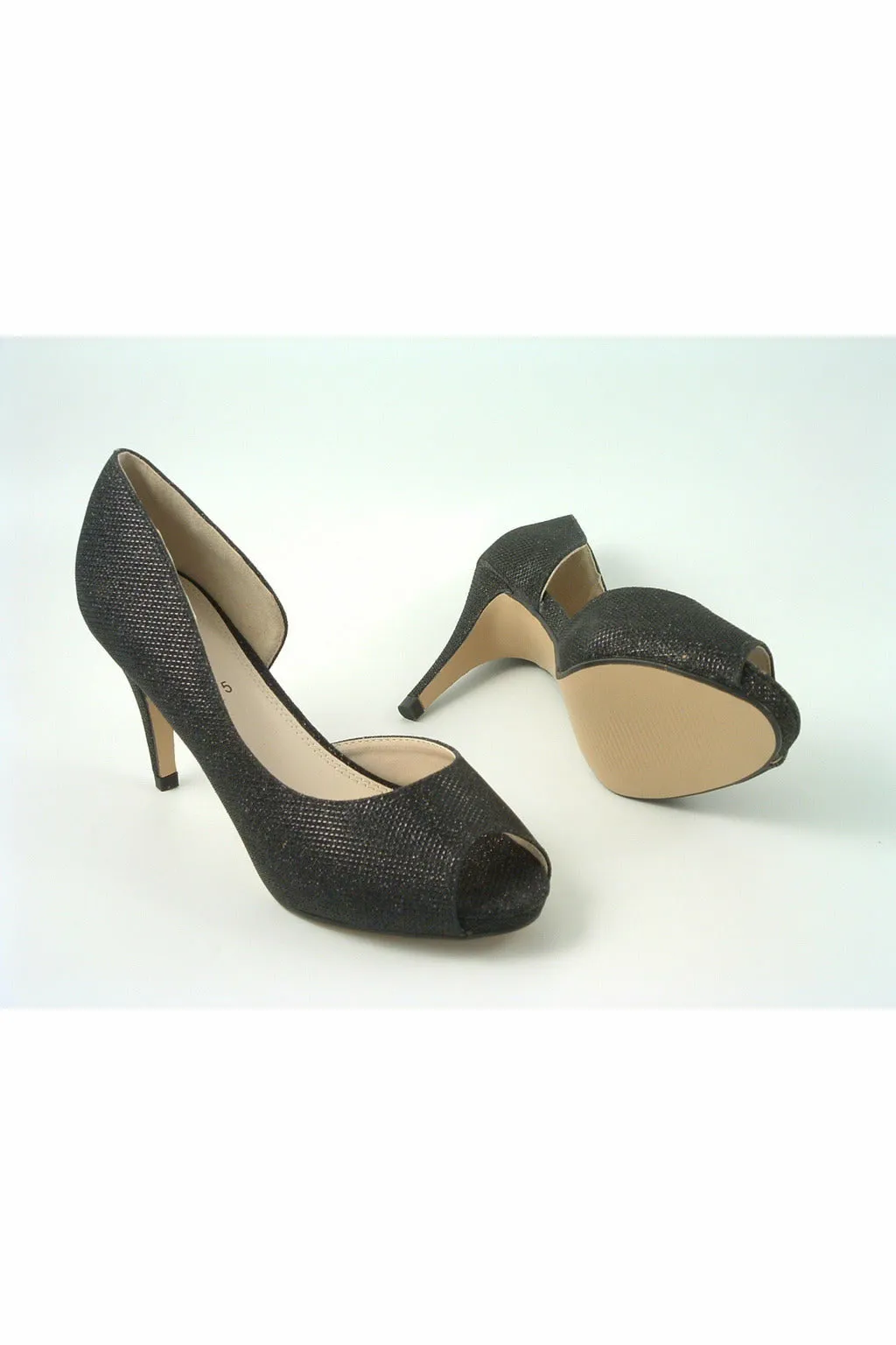 Glitz Shoes Sabatine Mid Heel Peep Toe - 31438 - Black