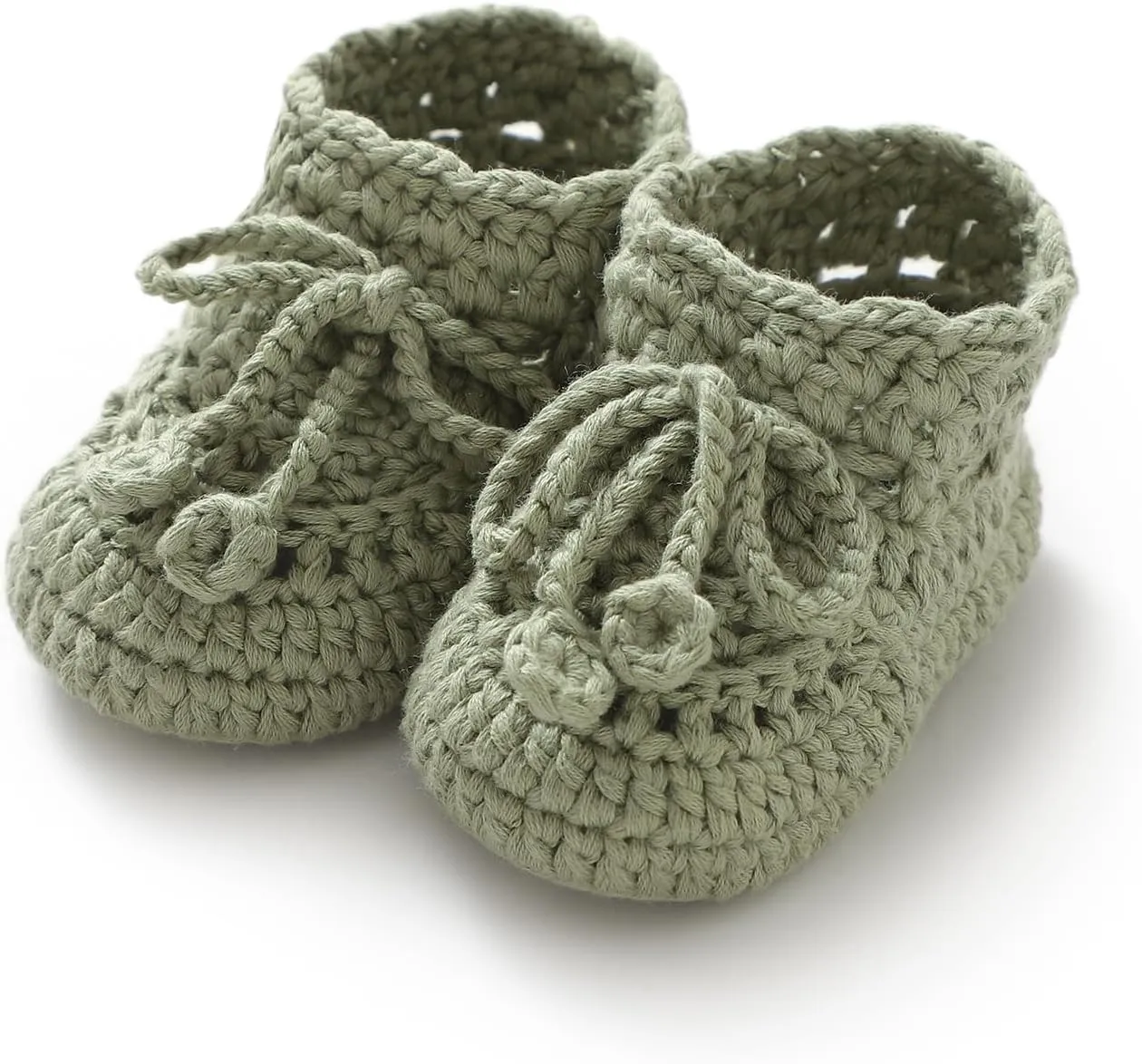 Hadetoto Baby Booties Hand Crochet Knit Cotton Bootie Soft Cozy Warm Socks Shoes Newborn First Walkers for Infant Boy Girl