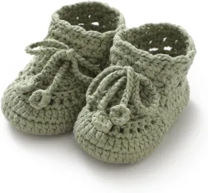 Hadetoto Baby Booties Hand Crochet Knit Cotton Bootie Soft Cozy Warm Socks Shoes Newborn First Walkers for Infant Boy Girl