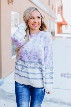 Lavender Leopard Colorblock Sweater