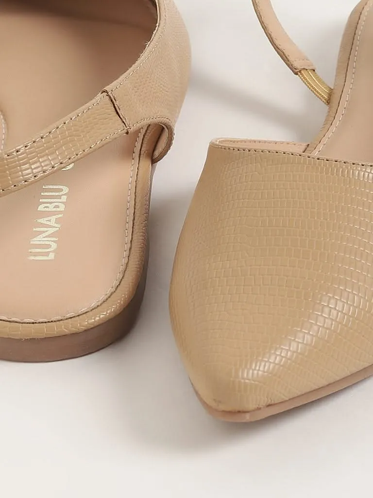 Luna Blu Elegant Taupe Sling-back Mules for Women