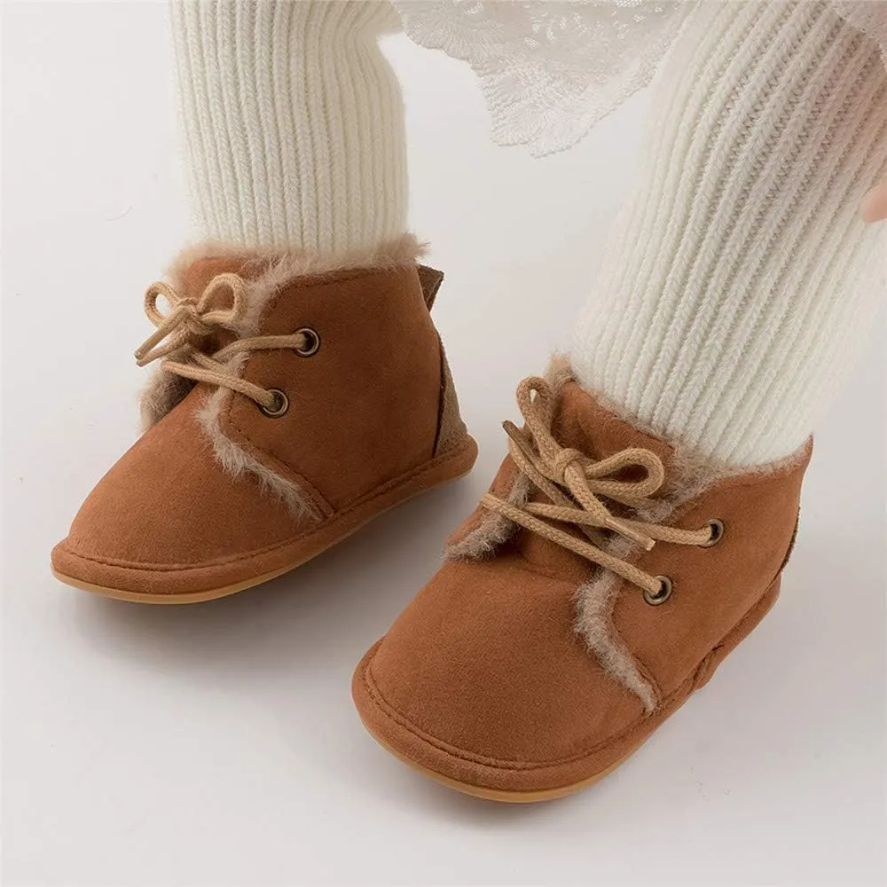 Meckior Baby Booties Newborn Infant Unisex Baby Girls Boys Velvet Rubber Anit-Slip Sole Shoes Toddler Fleece Cozy Winter Warm Prewalker Boots