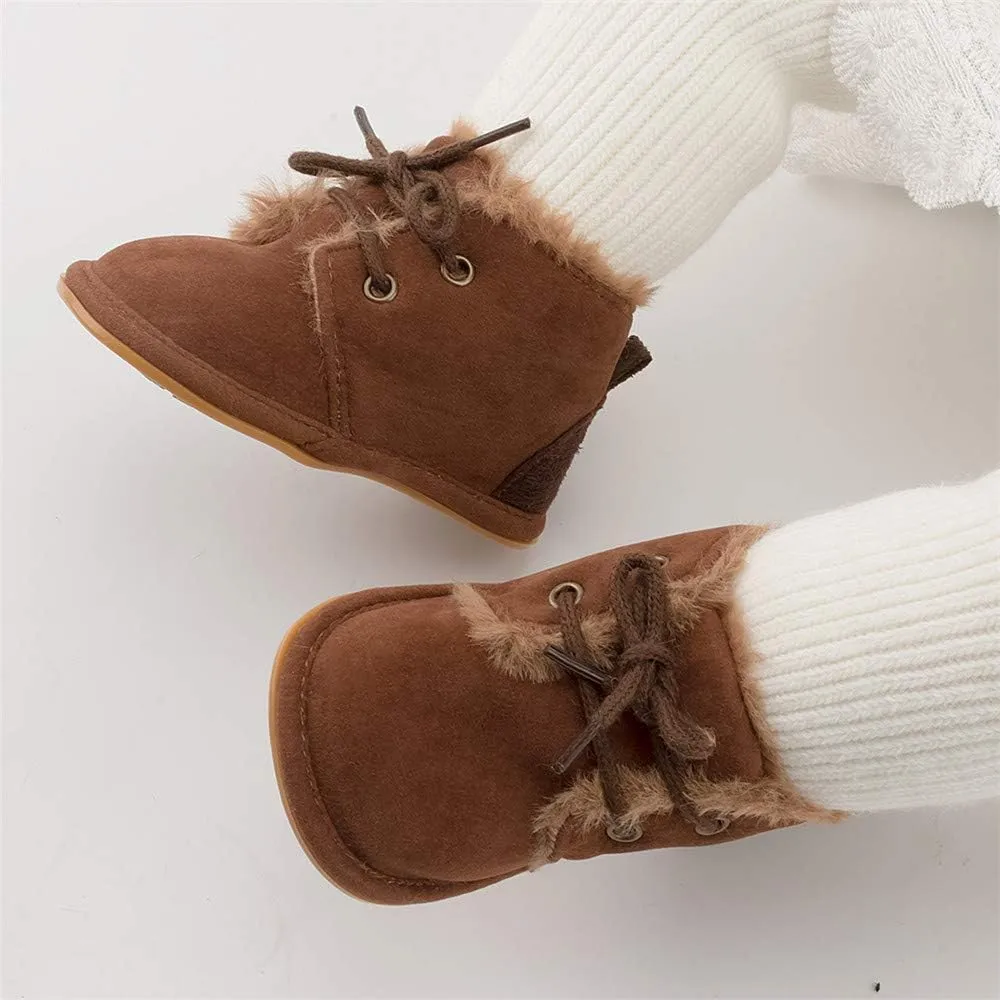 Meckior Baby Booties Newborn Infant Unisex Baby Girls Boys Velvet Rubber Anit-Slip Sole Shoes Toddler Fleece Cozy Winter Warm Prewalker Boots