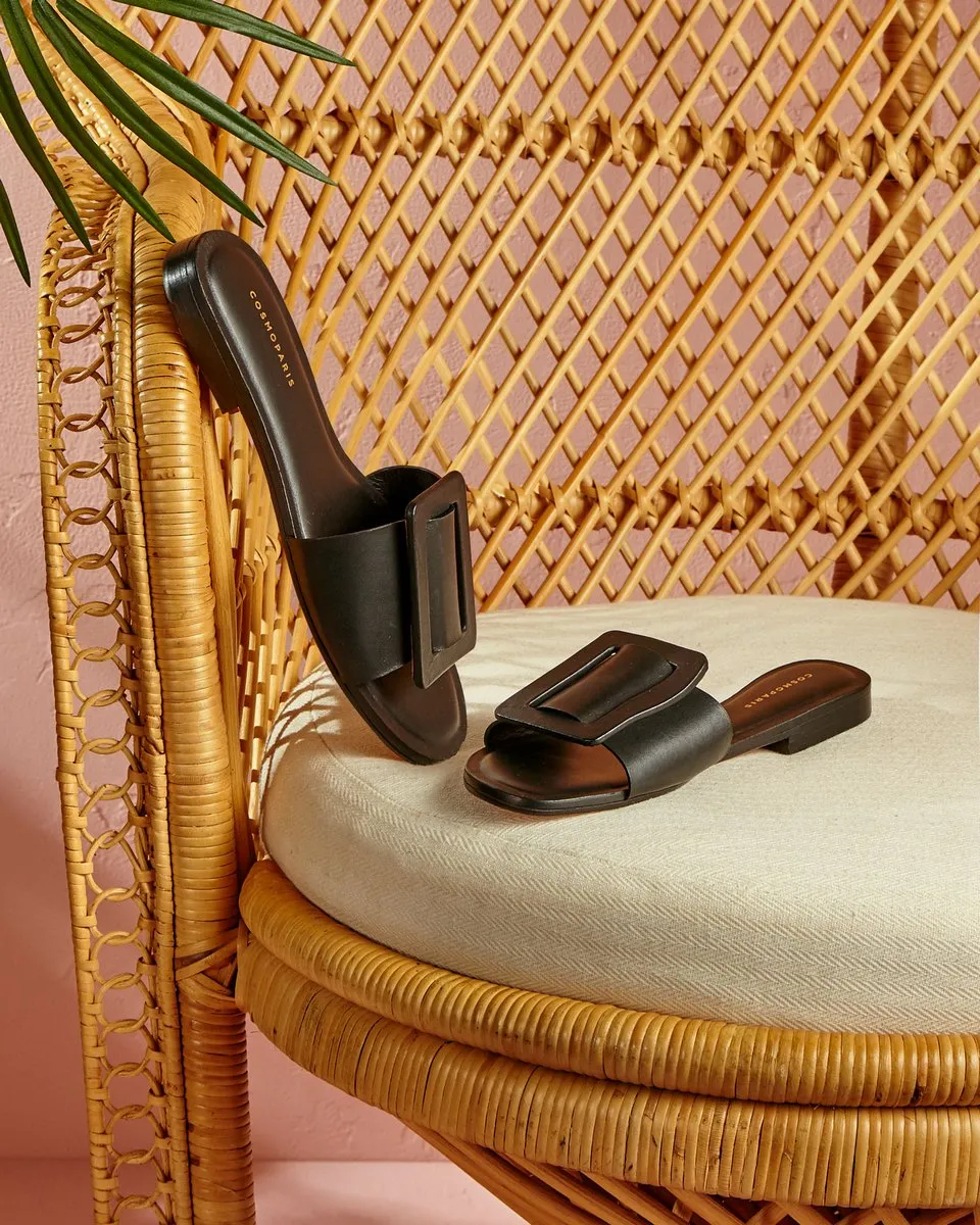 Mules En Cuir Rebecca - Noir