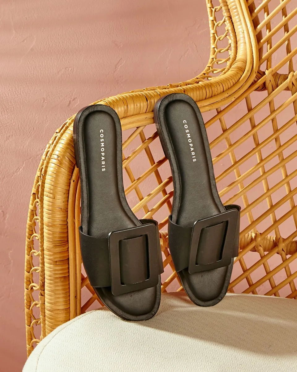 Mules En Cuir Rebecca - Noir