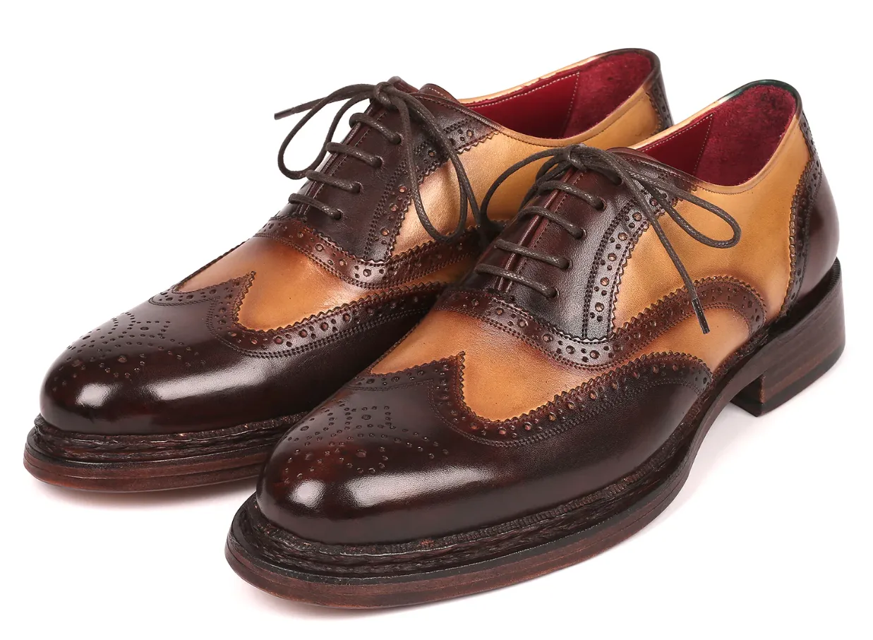Paul Parkman Wingtip Oxfords Goodyear Welted Brown & Beige
