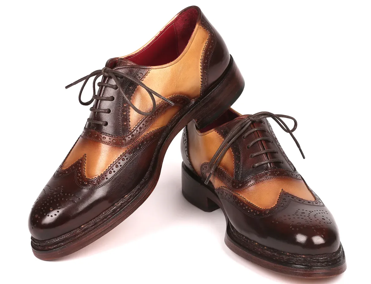 Paul Parkman Wingtip Oxfords Goodyear Welted Brown & Beige