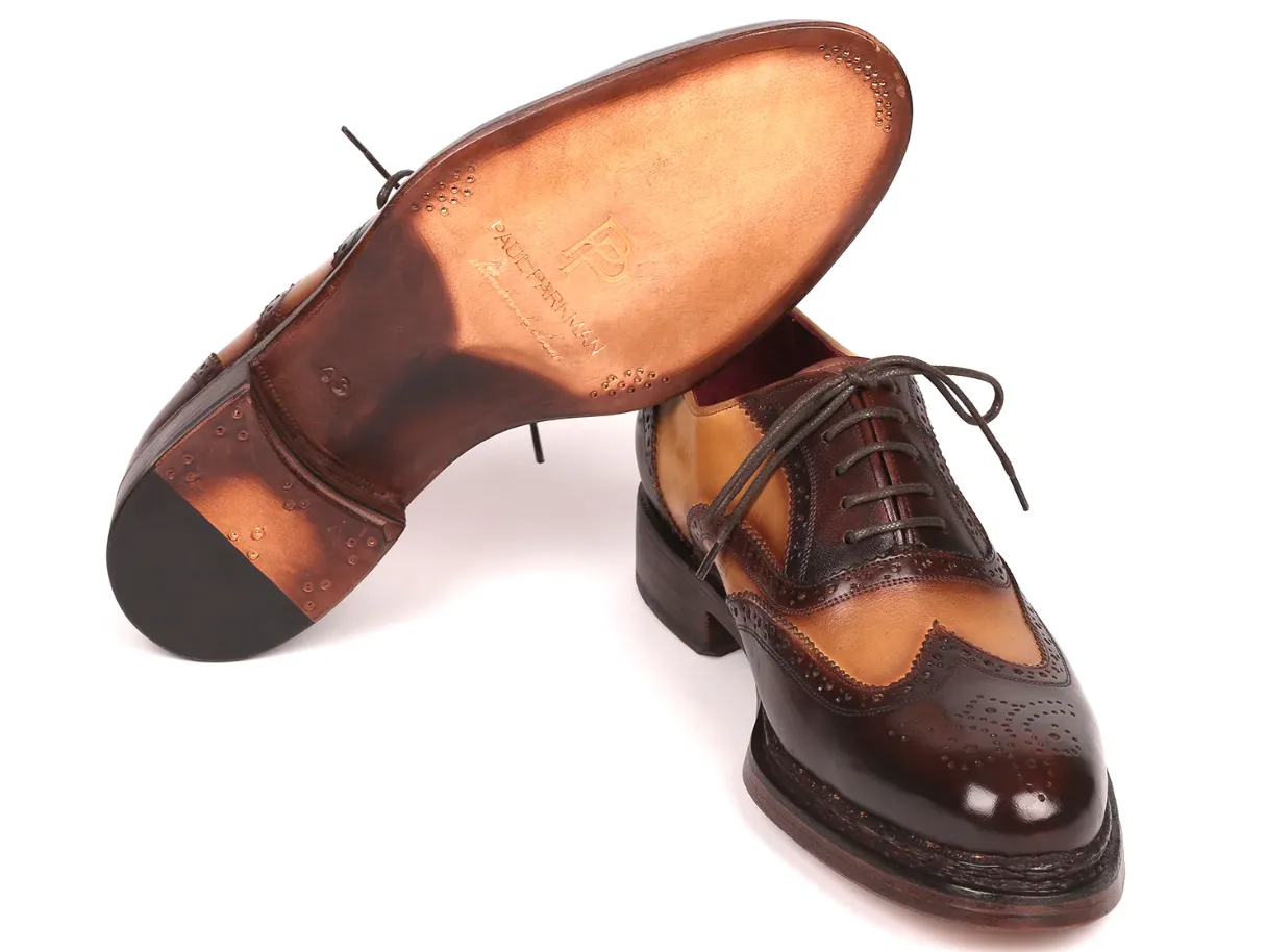 Paul Parkman Wingtip Oxfords Goodyear Welted Brown & Beige