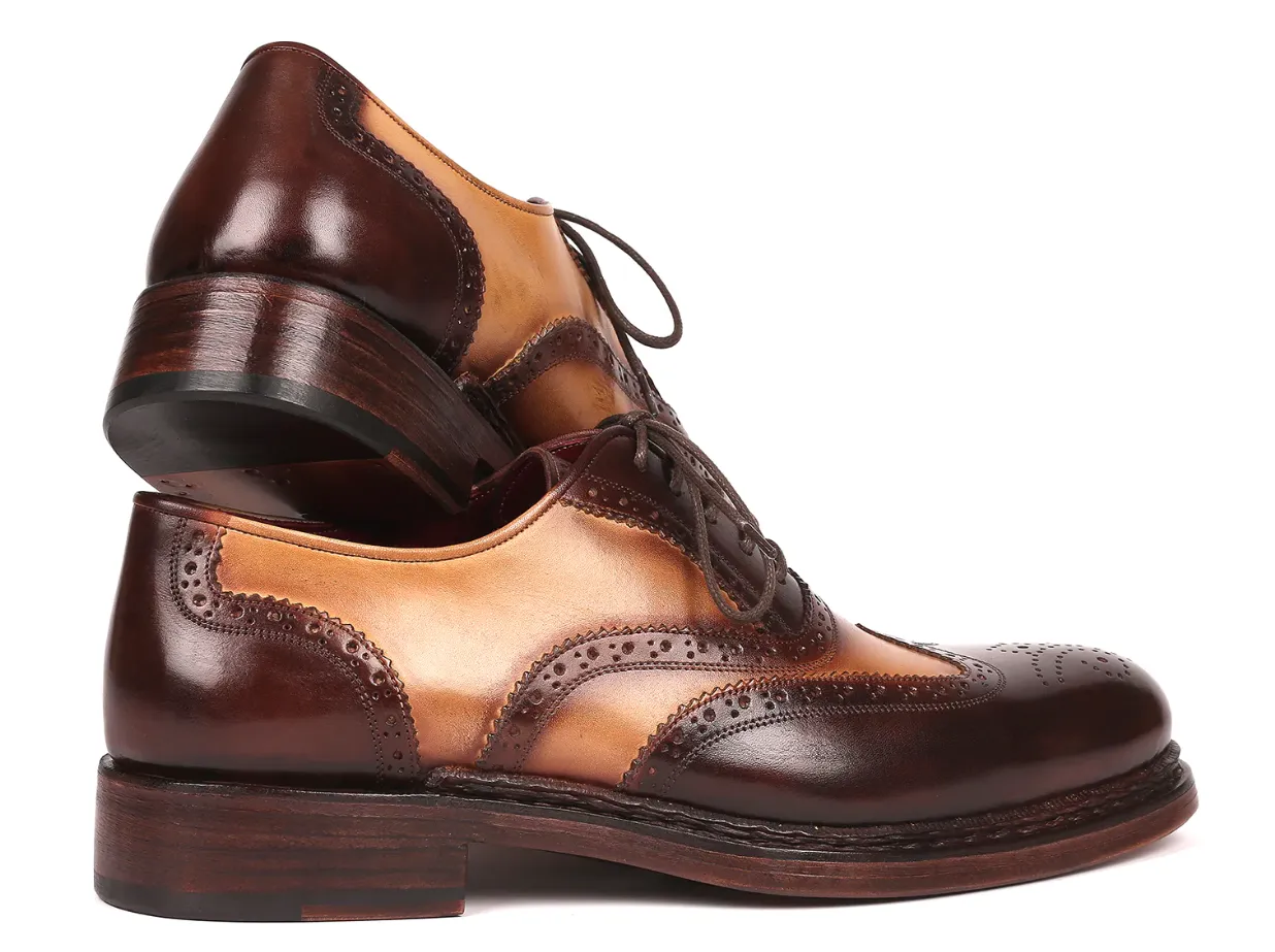 Paul Parkman Wingtip Oxfords Goodyear Welted Brown & Beige