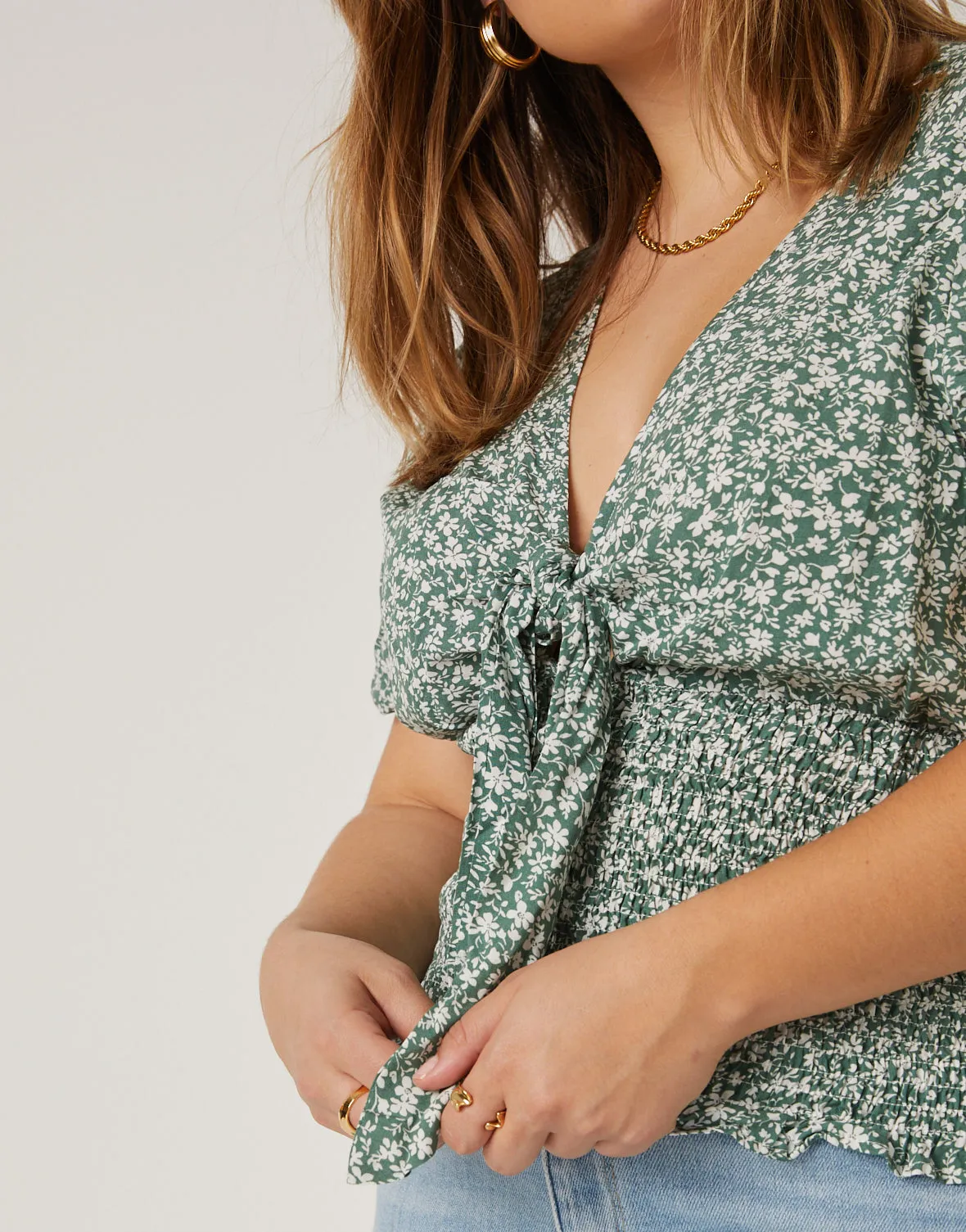 Plus Size Tied Floral Top