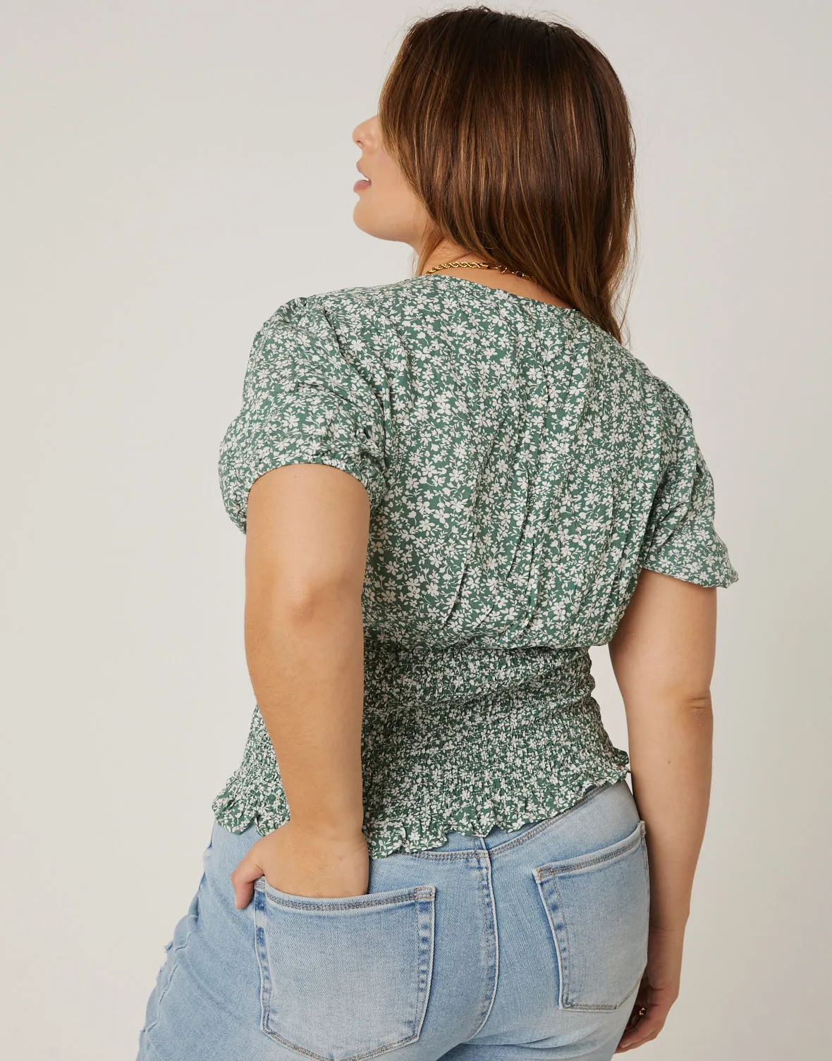 Plus Size Tied Floral Top
