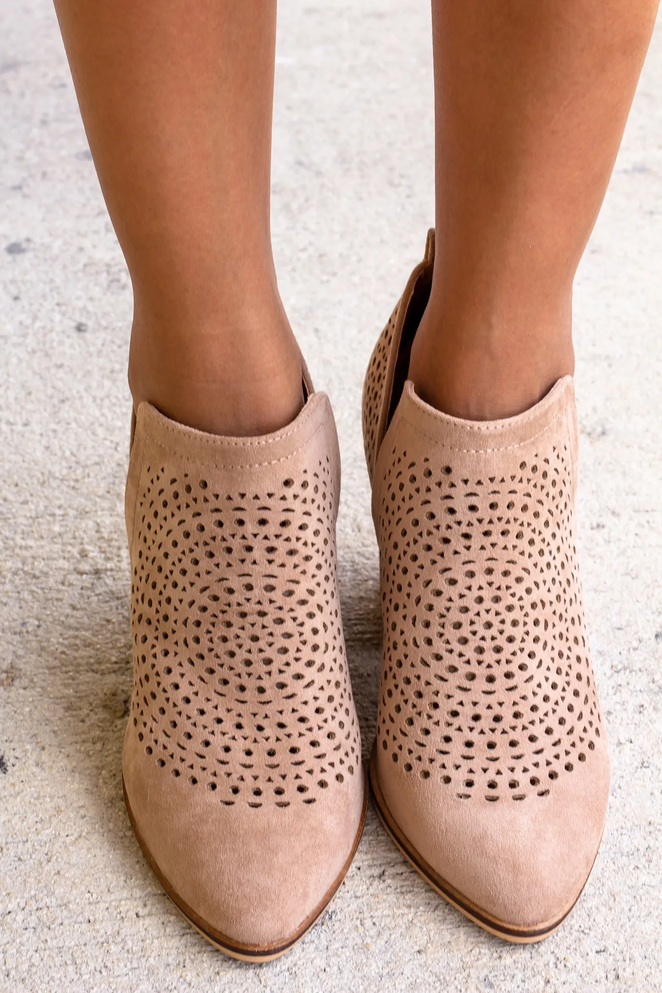 Priscilla Patterned Taupe Booties