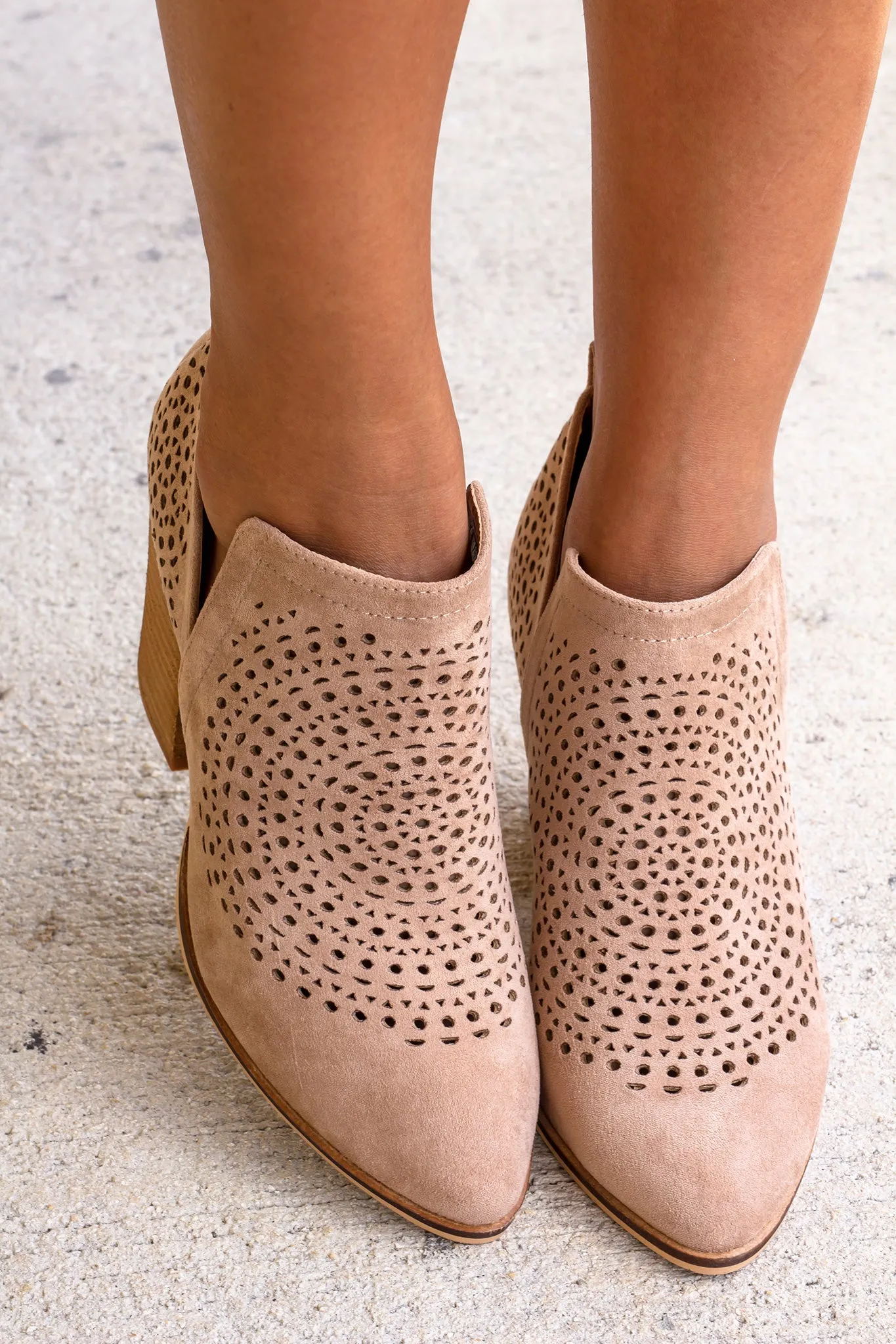 Priscilla Patterned Taupe Booties