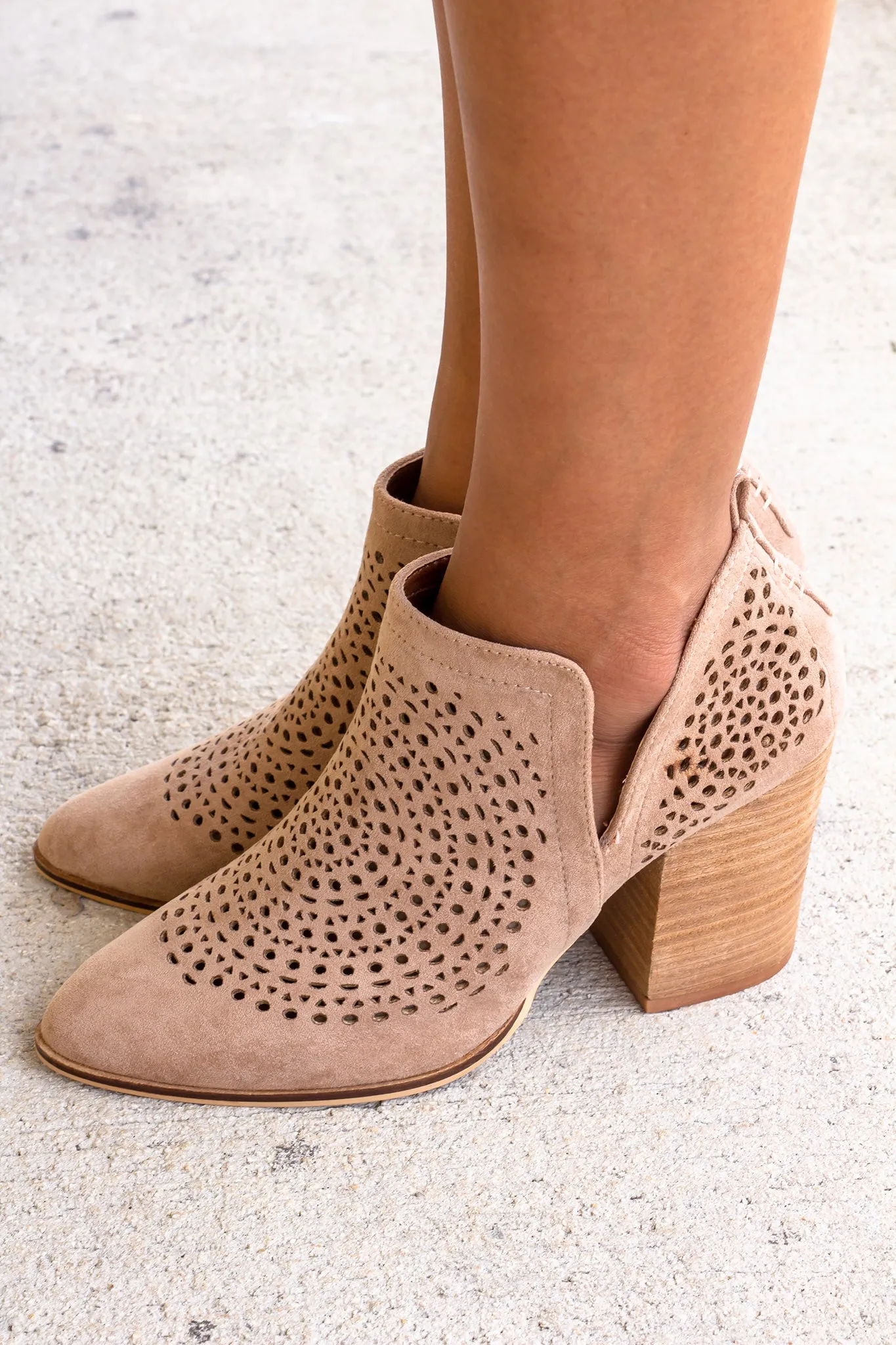 Priscilla Patterned Taupe Booties