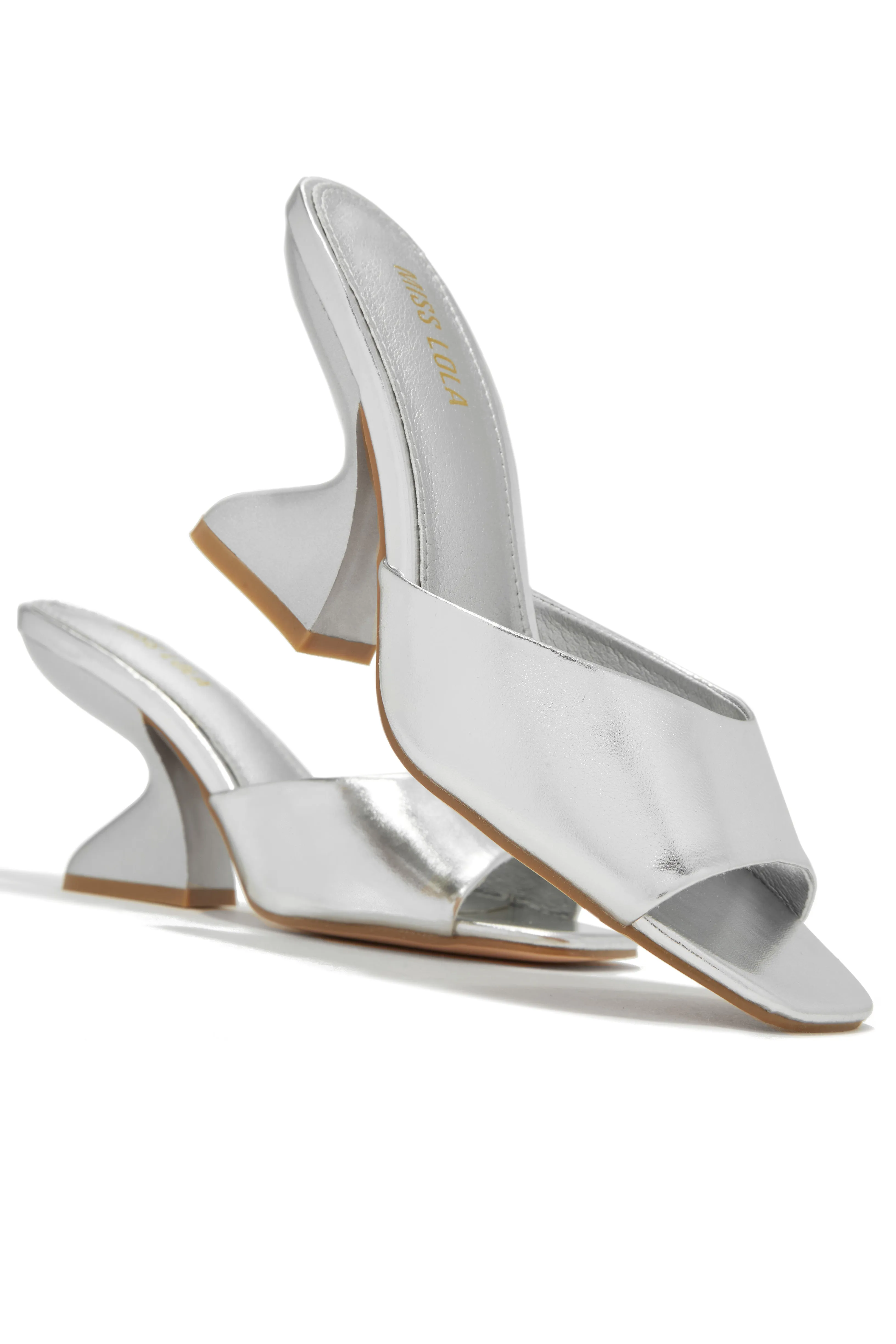 Racquel Mid Heel Mules - Silver