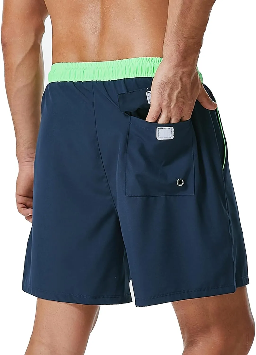 SILKWORLD Mens Swim Trunks with Compression Liner 2 in 1 Quick Dry Bathing Suit Beach Shorts with Zipper Pockets