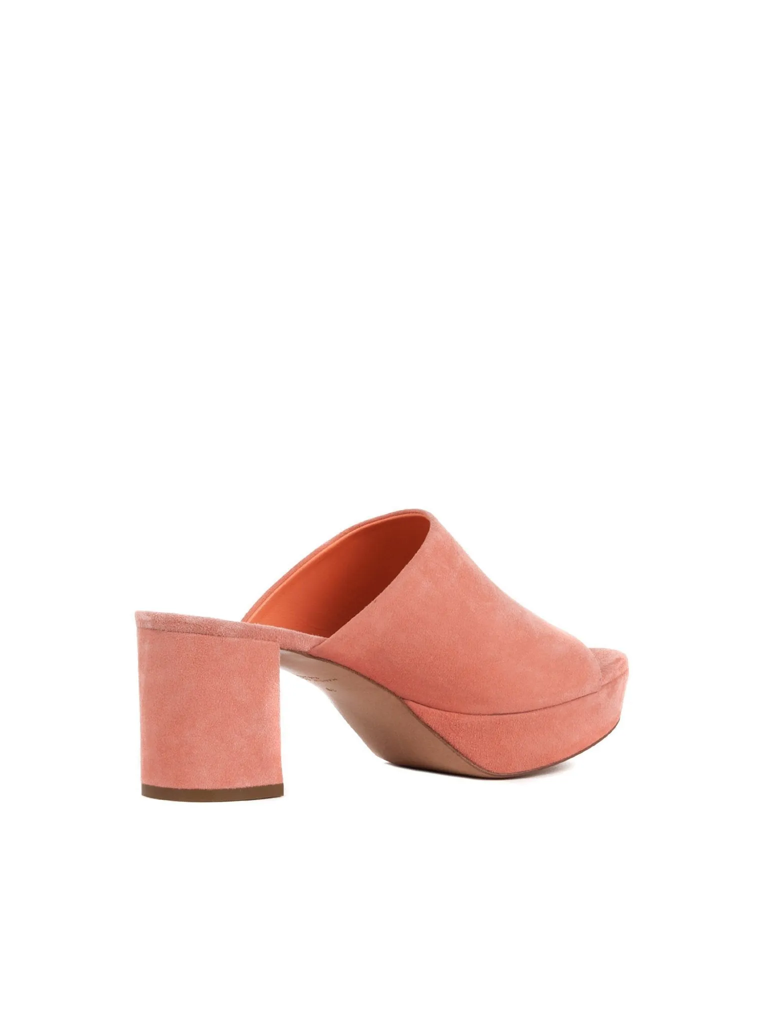 Suede Platform 65mm Peep Toe Mule - Coral