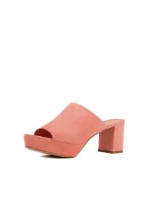 Suede Platform 65mm Peep Toe Mule - Coral