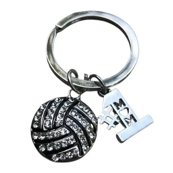 Volleyball Mom Rhinestone Keychain