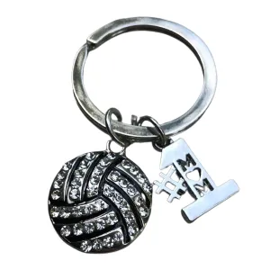 Volleyball Mom Rhinestone Keychain